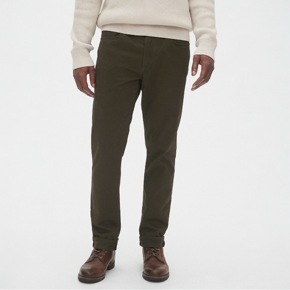 GAP Men's Soft Wear Slim Fit Denim Pants Dark Moss Khaki Green Size 32 - Picture 1 of 13